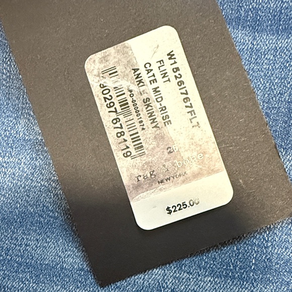 Rag & Bone Distressed Blue Mid-Rise Ankle Skinny Jeans NEW - Picture 4 of 12